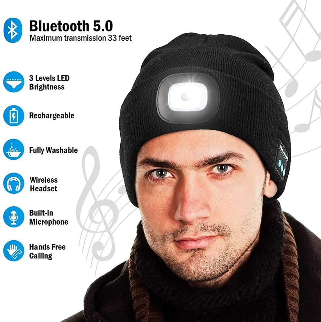 Bluetooth Beanie Hat With LED Light